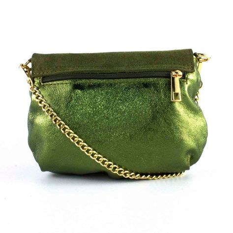 Bandolera de Cuero Reno 762 Metalizado Mujer Verde Mailea-2