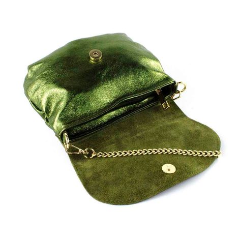 Bandolera de Cuero Reno 762 Metalizado Mujer Verde Mailea-3