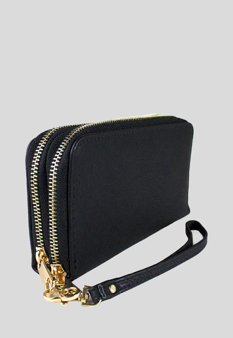 Billetera Doble Liso Negro-1