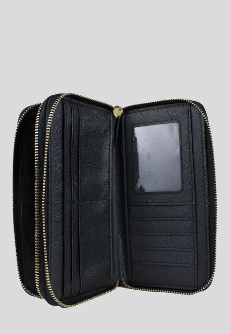 Billetera Doble Liso Negro-2