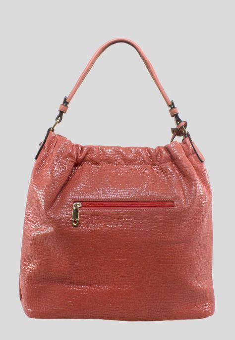 Cartera Arrugada Pom Pom Coral-2