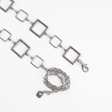 Cinturón Cadena Metal Mix Cuadrado Mujer Dorado Mailea-1