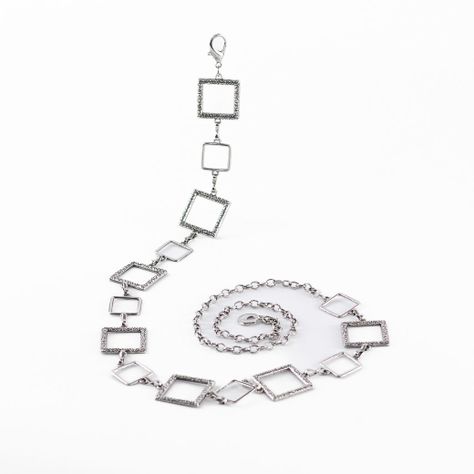Cinturón Cadena Metal Mix Cuadrado Mujer Dorado Mailea-2
