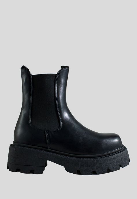 Botin Taco Cuadrado Liso Negro-0