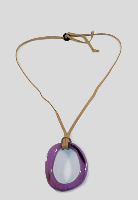 Collar Acrilico Circulo Irregular Morado-0