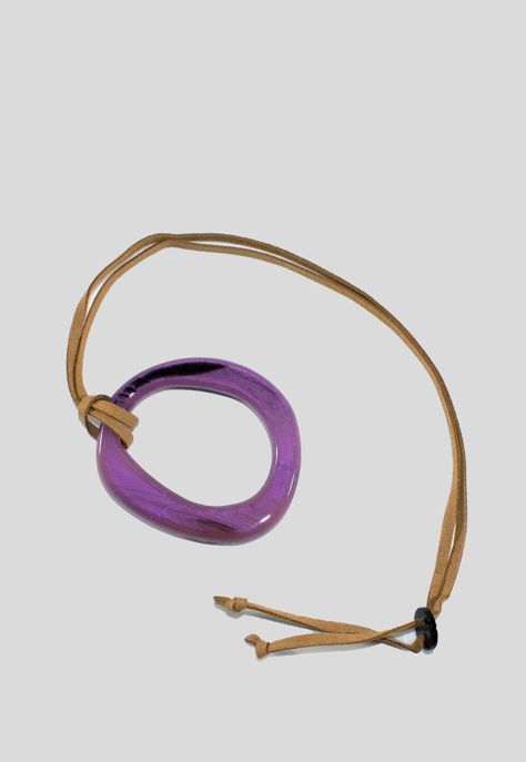Collar Acrilico Circulo Irregular Morado-1