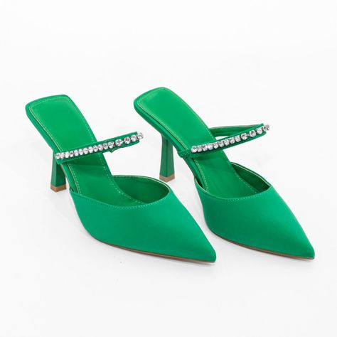 Puntilla Taco Strass Verde Mailea-3