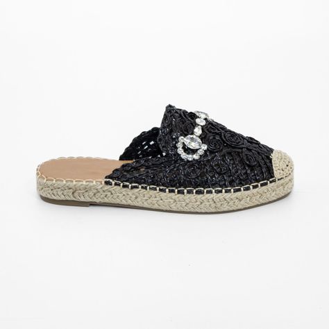 Puntilla Tejida Aplicacion Strass Negro Mailea-0