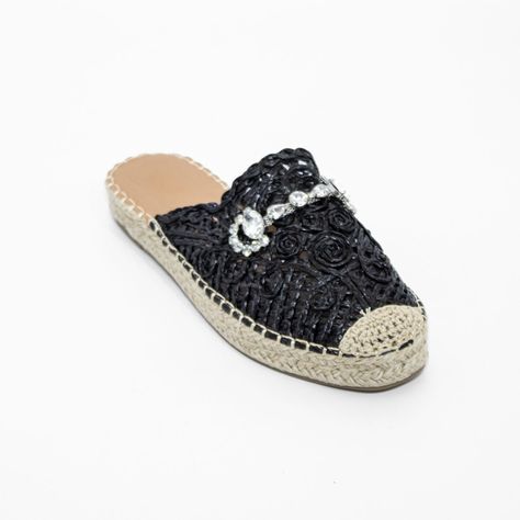 Puntilla Tejida Aplicacion Strass Negro Mailea-1