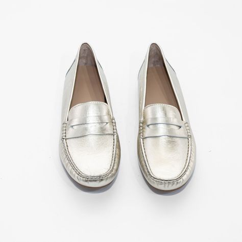 Zapato Mocasin Cuero Metal Oro Mailea-4