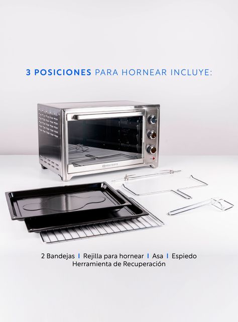 Horno eléctrico Oven Master 45 L + Convección y Spiedo-2