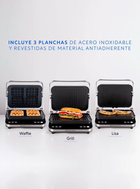 Plancha - parrilla, Waffles, Sandwich , Panini Let's Grill 3 en 1 EasyWays-1
