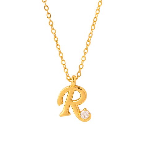 COLLAR INICIAL LUCKY BAÑADO EN ORO R-0