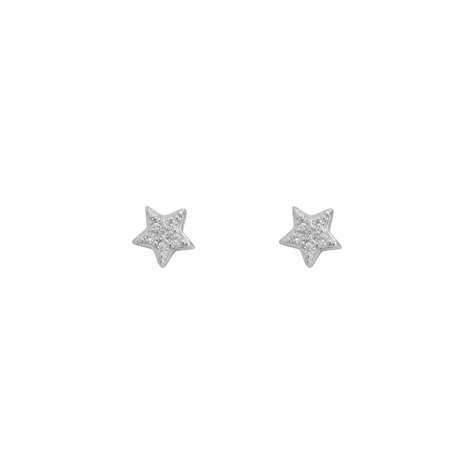 AROS MINI STARS CIRCONES BAÑADOS EN ORO BLANCO-0