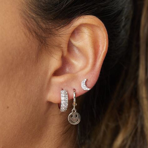 Aros Moon Circones bañados en oro blanco Hadara Joyas-1