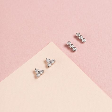 Aros Dots Bañados en Oro Blanco Boaz Joyas-1