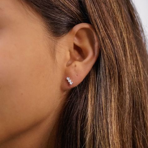 Aros Dots Bañados en Oro Blanco Boaz Joyas-2