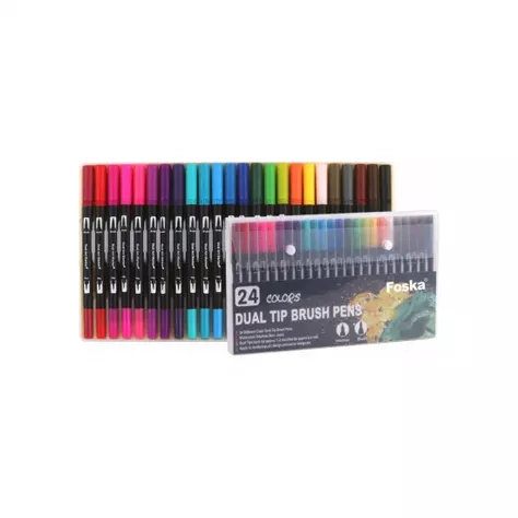 Set 24 lettering marcadores doble punta pincel brush-0