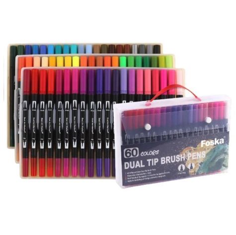 Set 60 lettering marcadores doble punta pincel brush-0