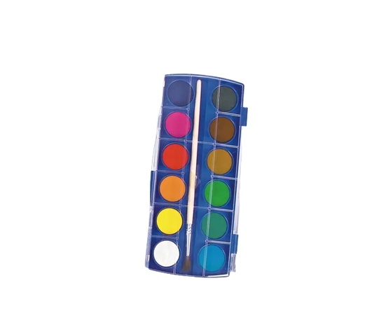 Acuarela escolar 12 pastillas con pincel-0