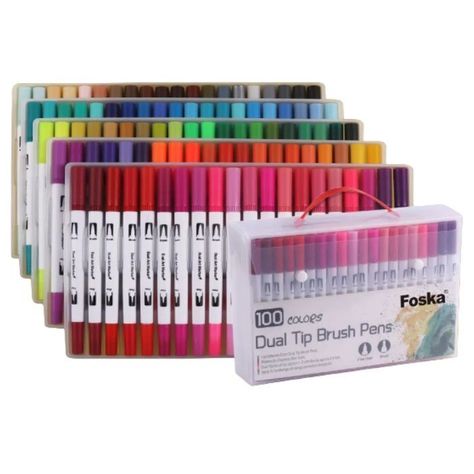 Set 100 lettering marcadores doble punta pincel brush-0