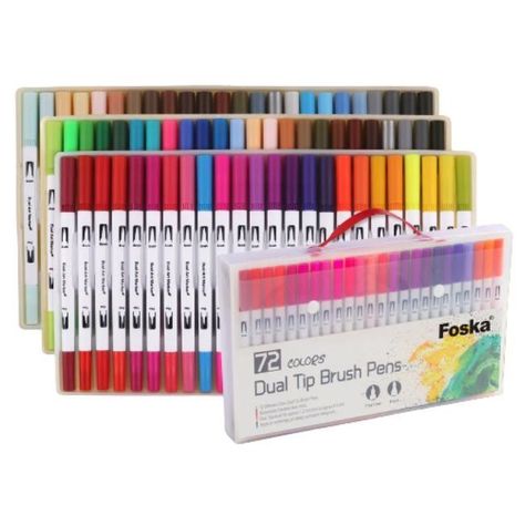 Set 72 lettering marcadores doble punta pincel brush-0