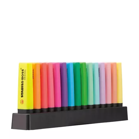 Set 15 Destacadores Stabilo Boss Neon - Pastel + Deskset-1