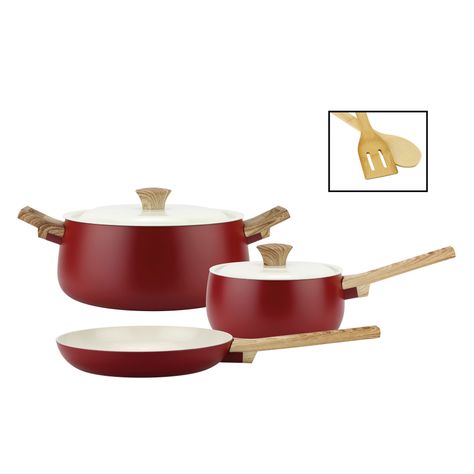 Batería de cocina de aluminio 7 Piezas Rojo Biela Fantuzzi-1