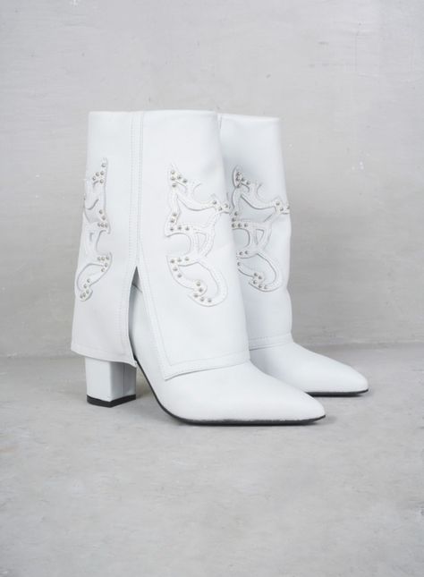 Bota Texana Cuero Vocher Blanco-0