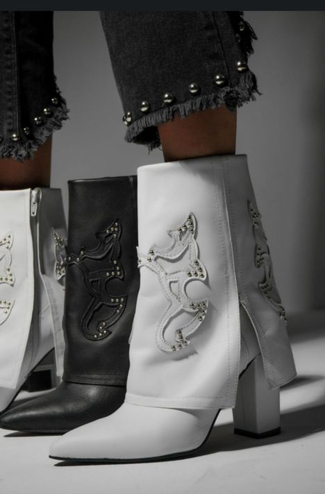 Bota Texana Cuero Vocher Blanco-1
