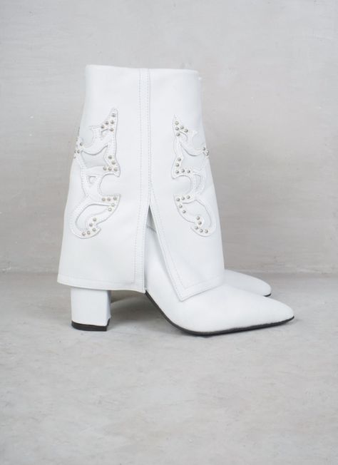 Bota Texana Cuero Vocher Blanco-2