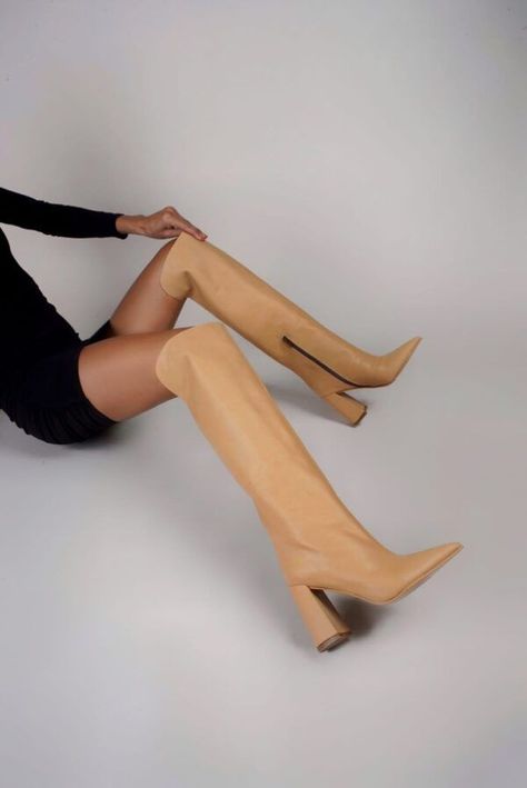 Bota Larga Rose Cuero Beige -0