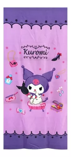 Toalla Diseño Kuromi Kawaii 140 X 70 Cm Microfibra Playera-0