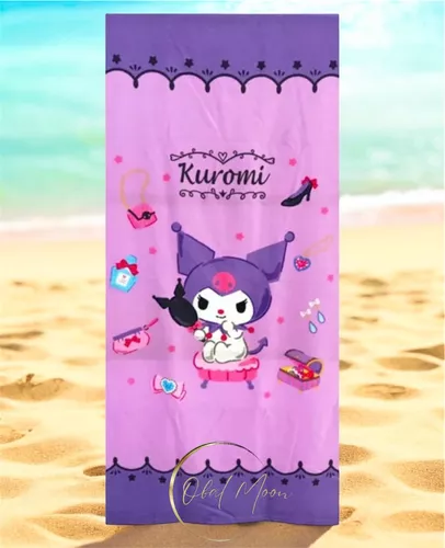 Toalla Diseño Kuromi Kawaii 140 X 70 Cm Microfibra Playera-1