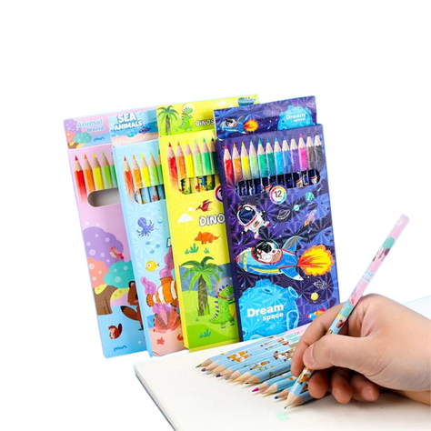 Lapices Set 12 Colores Diseño Infantil Escolar-0