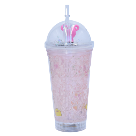 Vaso Diseño Rosa Claro Conejo con Luz Multicolor Monito Rosado Kawaii-1