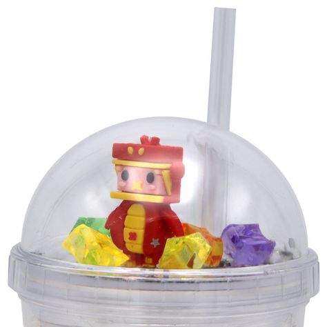 Vaso Transparente Robot Rojo Diseño Robot Glitter y Diamantes-2
