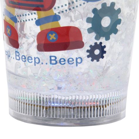 Vaso Transparente Robot Rojo Diseño Robot Glitter y Diamantes-3