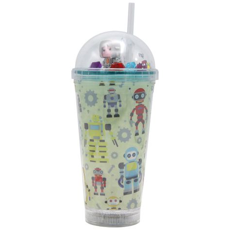 Vaso Beige Robot Pelo Gris Diseño Robot Glitter y Diamantes-0