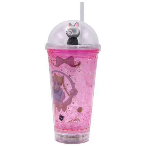 Vaso Diseño Sailoor Mon Luna Gris Con Glitter y Luz Led Kawaii-1