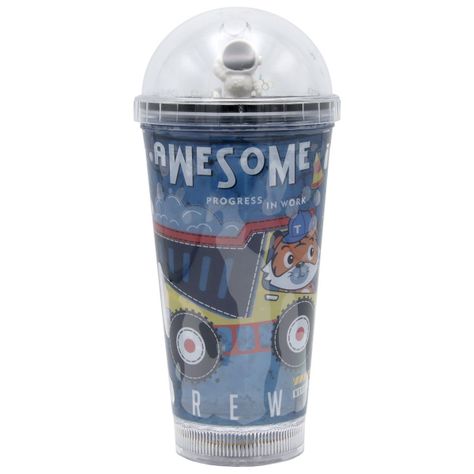 Vaso Azul Diseño Astronauta Camión Bombilla Glitter y Luces Led Kawaii-0