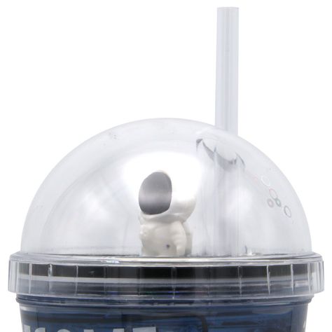 Vaso Azul Diseño Astronauta Camión Bombilla Glitter y Luces Led Kawaii-2