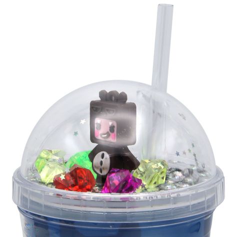 Vaso Azul Claro Robot Café Diseño Robot con Glitter y Diamantes -2