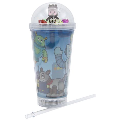 Vaso Azul Claro Robot Café Diseño Robot con Glitter y Diamantes -0