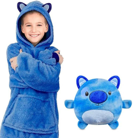 Peluche Polerón Con Capucha Azul Infantil-0