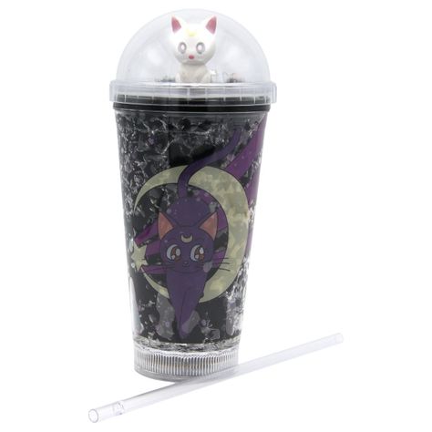 Vaso Diseño Sailoor Mon Luna Blanca Con Glitter y Luz Led Kawaii-0