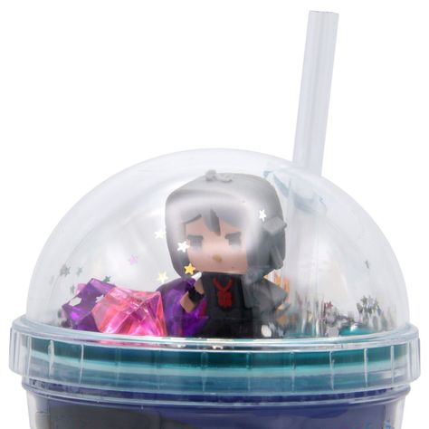 Vaso Azul Robot Pelo Gris Diseño Planeta Glitter y Diamantes-2