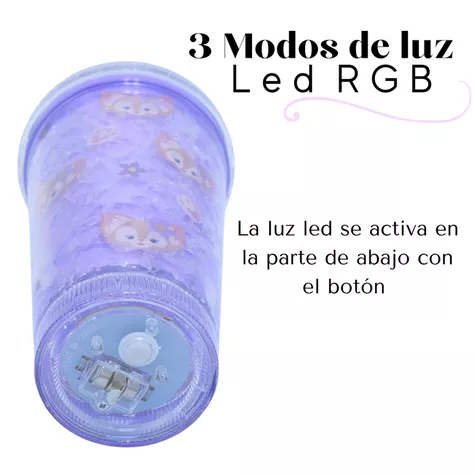 Vaso Morado Conejo Morado Pastel Con Glitter y Luces Led Kawaii-5