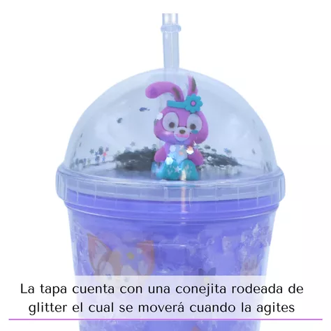 Vaso Morado Conejo Morado Pastel Con Glitter y Luces Led Kawaii-3