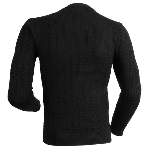  Sweater De Hombre Cuello Redondo Negro-3